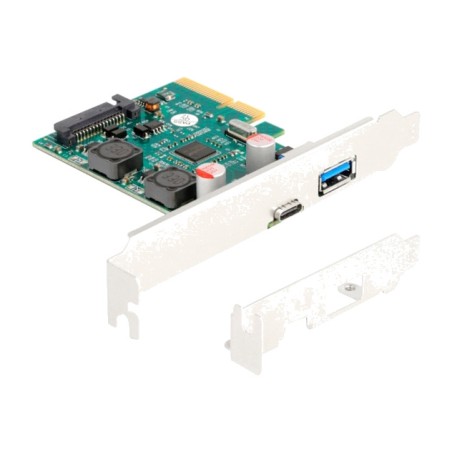 pcie-controllerkarte mit 2 usb-anschlüssen x4 3.2 gen2 10gbps 1xc+1xa asm3142 90107