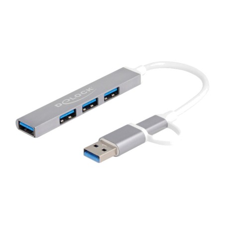 hub usb delgado de 4 puertos con adaptador tipo c 3.2 gen1 64214