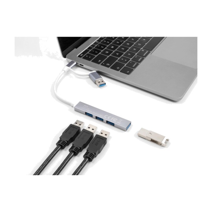 DELOCK Hub USB fin à 4 ports avec adaptateur Type-C 3.2 GEN1