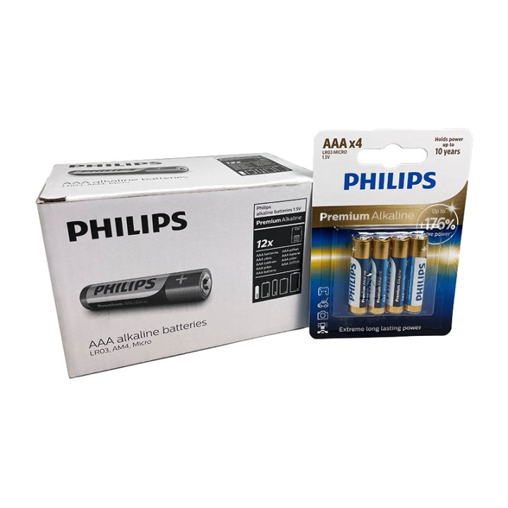 PHILIPS Pila alcalina de larga duración PREMIUM ALKALINE AAA BLISTER 4 60975165