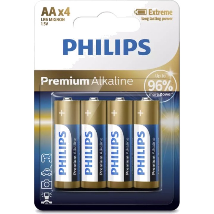 PHILIPS Alkaline batteri med lang levetid PREMIUM AA BLISTER