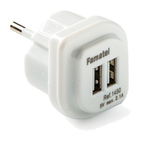 cargador de enchufe con 2 puertos usb-a 2,1 a 5 v