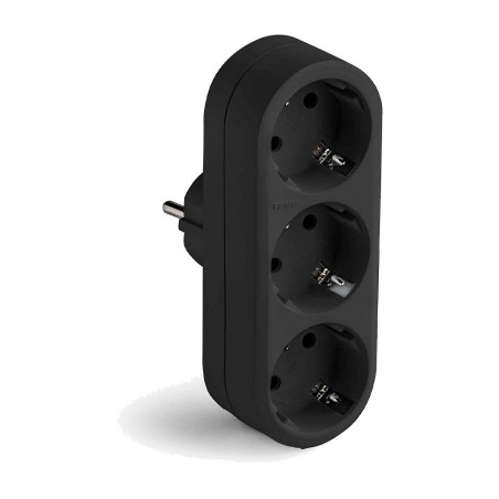 adaptador triple schuko con entrada frontal 2p+t 16 a 250 v