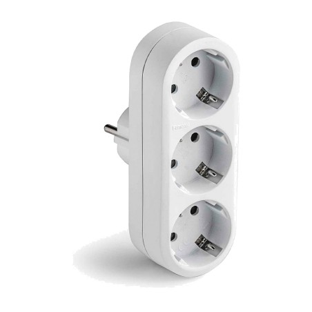 adaptador triple schuko con entrada frontal 2p+t 16 a 250 v