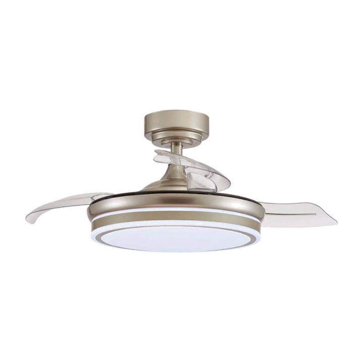 CRISTALRECORD Ventilador de techo LED con aspas retráctiles