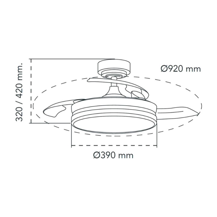 CRISTALRECORD Ventilador de techo LED con aspas retráctiles