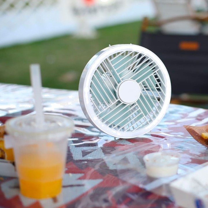 CRISTALRECORD Rechargeable tabletop fan with LED light