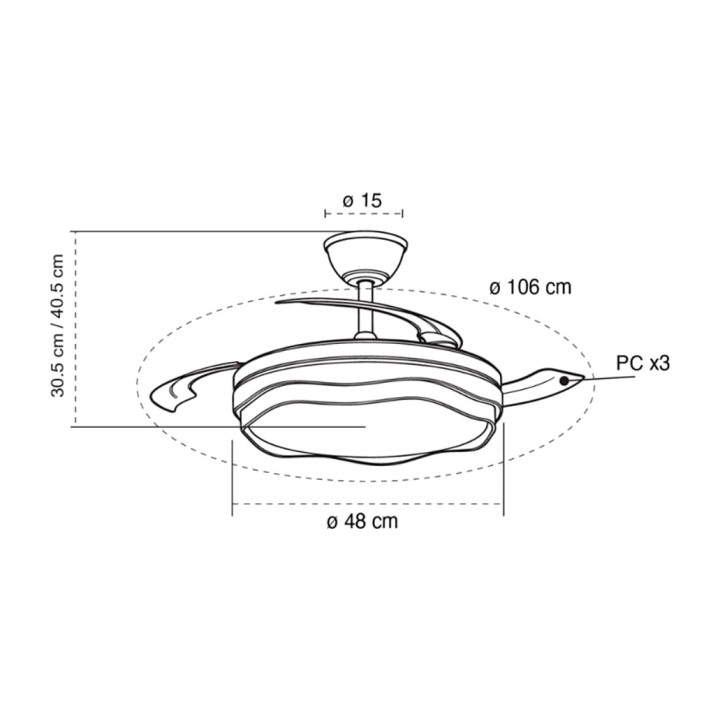 CRISTALRECORD LED ceiling fan with retractable blades,