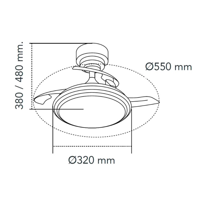 CRISTALRECORD LED ceiling fan with retractable blades and