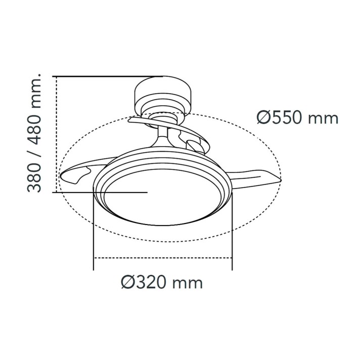 CRISTALRECORD LED ceiling fan with retractable blades and