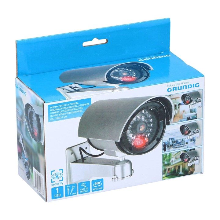GRUNDIG Cámara de seguridad simulada con LED y rotación 360