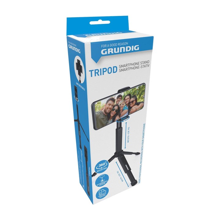 GRUNDIG Support trépied pour smartphone avec rotation à 360