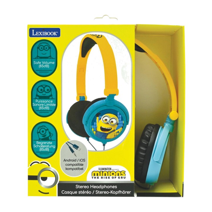LEXIBOOK Auriculares infantiles plegables con cable y volumen limitado MINIONS 3380743042961