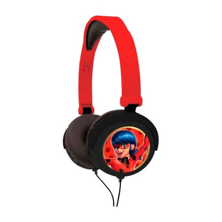 foldable children's headphones with cable and volume limiter prodigiosa ladybug