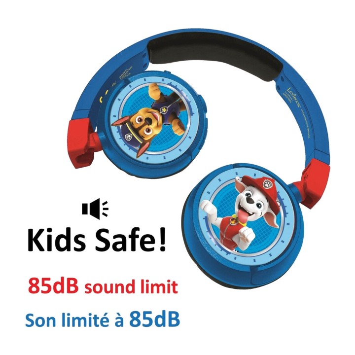 LEXIBOOK Auriculares infantiles inalámbricos Bluetooth plegables con micrófono PATRULLA CANINA PAW PATROL 3380743086873