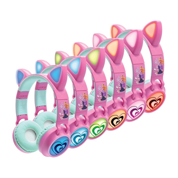 LEXIBOOK Auriculares inalámbricos Bluetooth con luz y lector de tarjetas microSD BARBIE 3380743102306