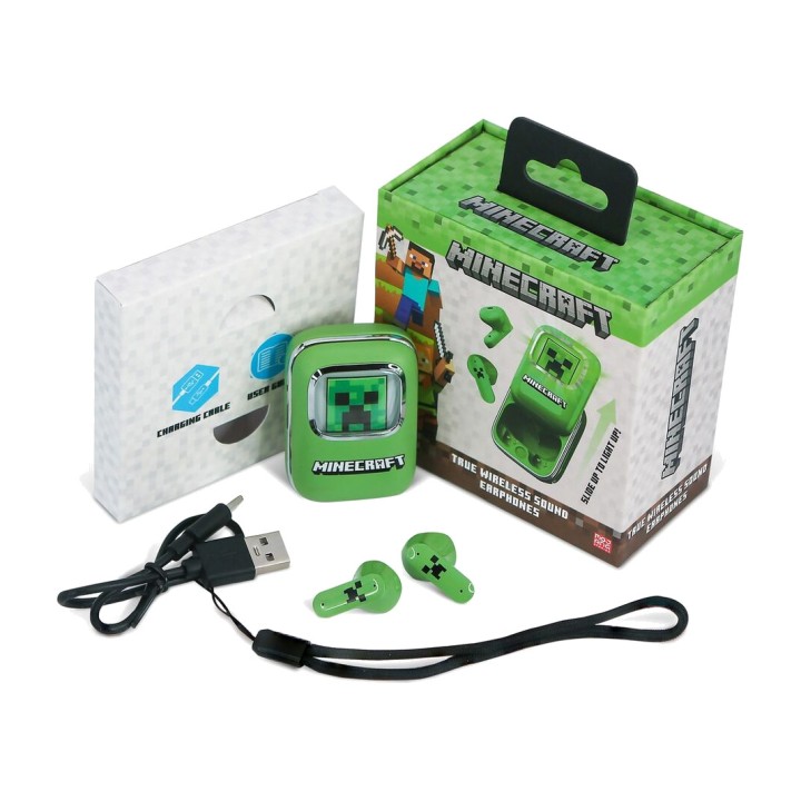 OTL TECHNOLOGIES Auriculares inalámbricos de botón con estuche deslizante MINECRAFT TWS 5055371629331