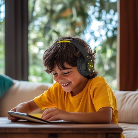 cuffie wireless ad archetto con microfono pokemon pikachu led