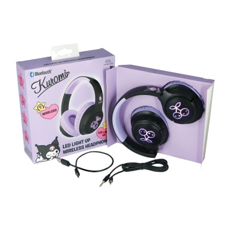kabellose kinder-kopfhörer mit leuchtenden ohrmuscheln hello kitty kuromi led bluetooth 5.3