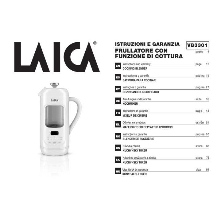 LAICA Batidora de vaso con función cocción 1 L 57058