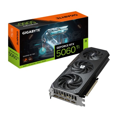 tarjeta gráfica para pc con iluminación rgb geforce-rtx 5060 ti gaming-oc 16gb gddr7 281mm