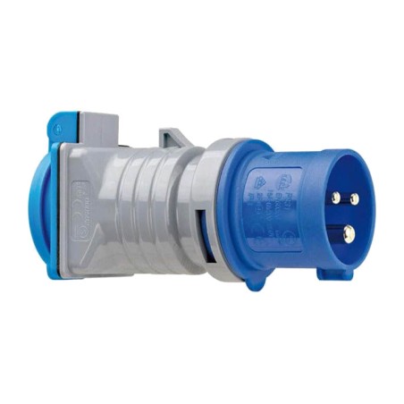 adaptador industrial macho a schuko hembra con tapa cetac 2p+t 16a 230v ip44