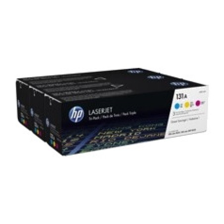 pack con cartuchos de tóner cian, magenta y amarillo originales laserjet-131a 3 uds