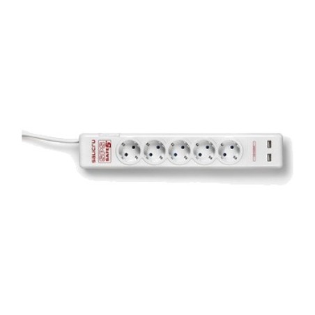 regleta protectora contra sobretensiones con 5 tomas schuko y 2 usb sps safe 5+