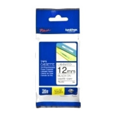 ruban laminé flexible noir sur fond blanc pour étiqueteuse tze-fx231 12mm