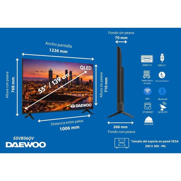 DAEWOO Televisor inteligente QLED de 55 pulgadas 55VB56QV