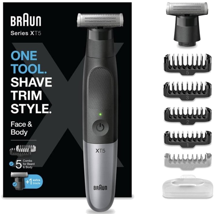 BRAUN Recortadora y afeitadora híbrida recargable para rostro cuerpo SERIES-X XT5110 MGS0000034249