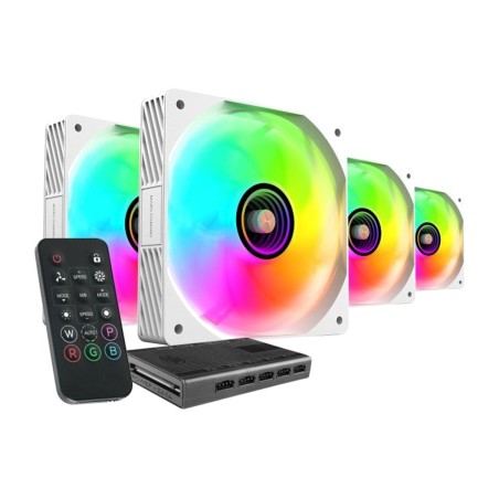 kit de 4 ventilateurs de boîtier pc avec hub et télécommande mf3dpro-argb 4x120mm rf
