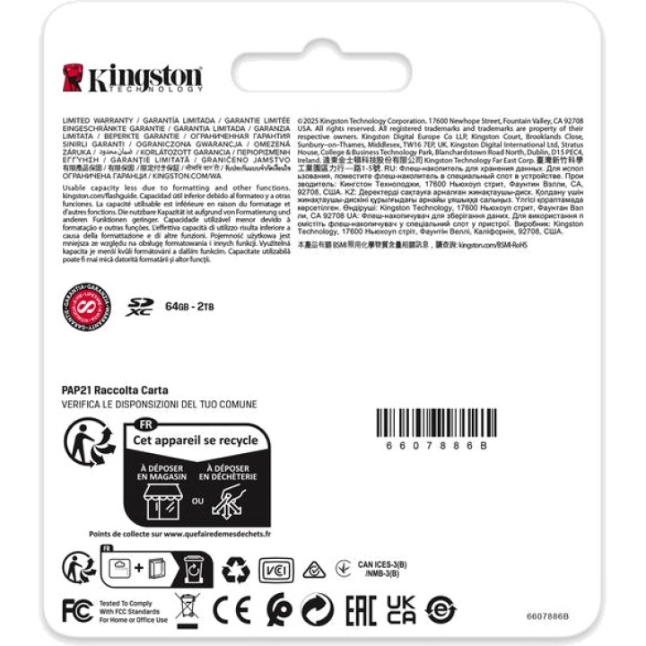 KINGSTON Scheda di memoria SDXC UHS-II CANVAS-REACT-PLUS