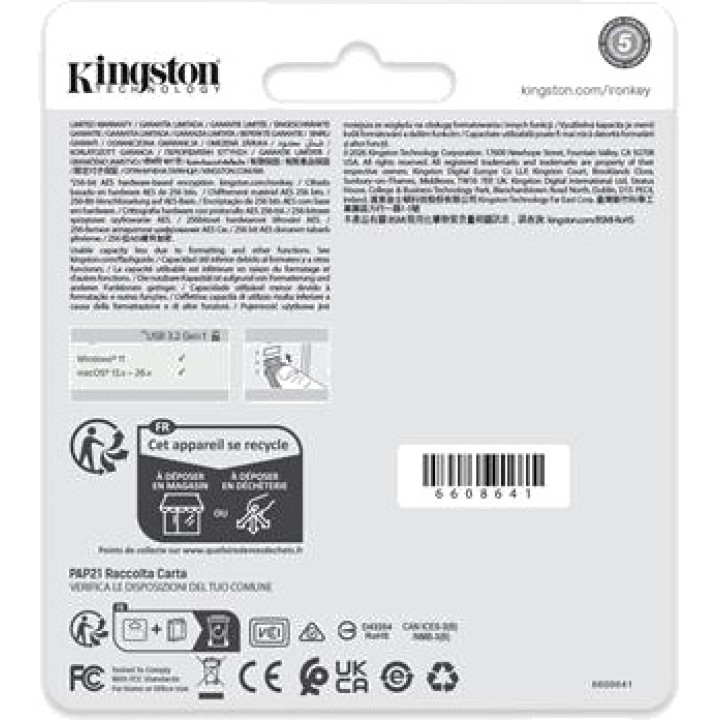 KINGSTON Chiavetta USB crittografata IRONKEY-LOCKER+ 50 G2