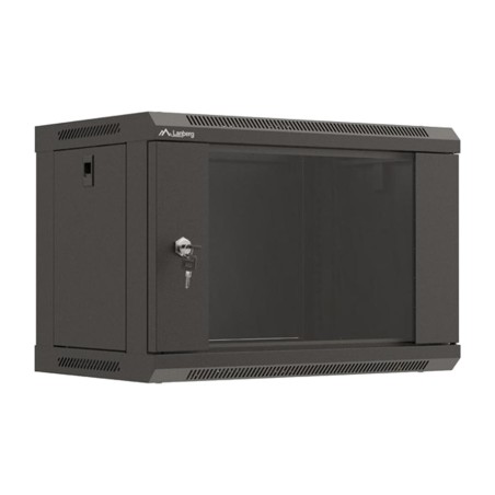 rackova skříň se skleněnými dvířky pro montáž na zeď 19" 6u 540x350mm wf03-5306-10b