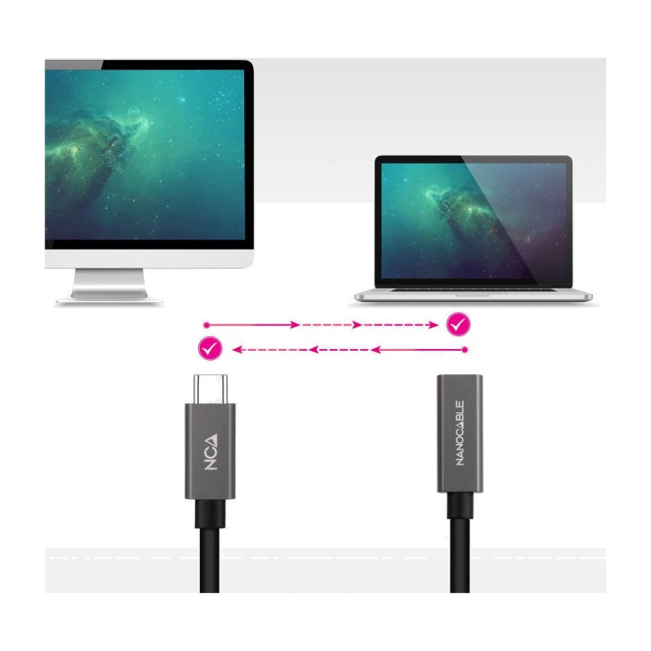 NANOCABLE Cavo di prolunga USB-C maschio-femmina 20GBPS 60W