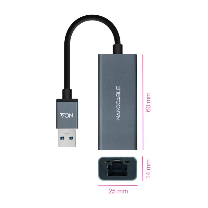 NANOCABLE USB 3.0 til Gigabit Ethernet adapter RJ45 RTL8153