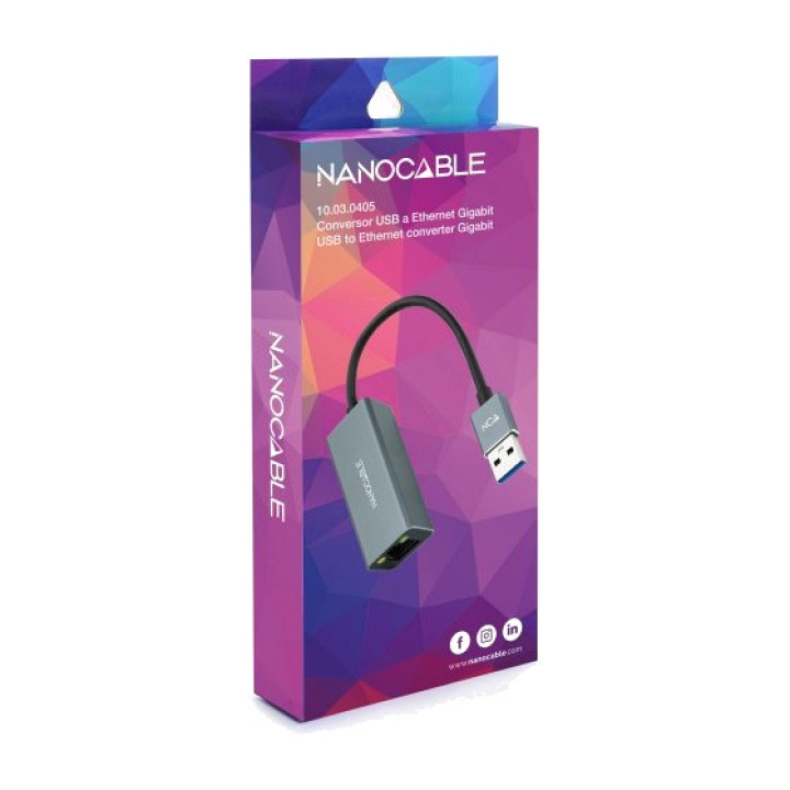 NANOCABLE USB 3.0 - Ethernet Gigabit-soitinadapteri RJ45