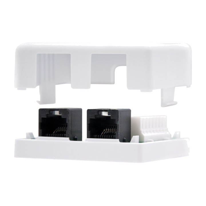 NANOCABLE Roseta de superficie con 2 tomas RJ45 hembra CAT6
