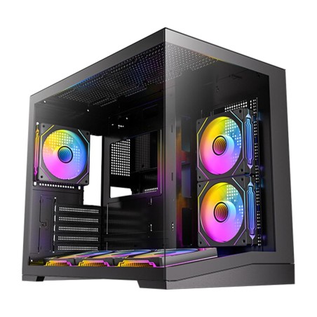 panoramic mini tower pc case with tempered glass cx-m3 micro-atx-argb