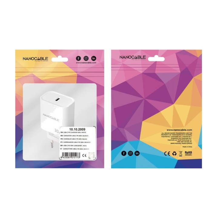 NANOCABLE USB-C Power Delivery wall charger for mobile phone