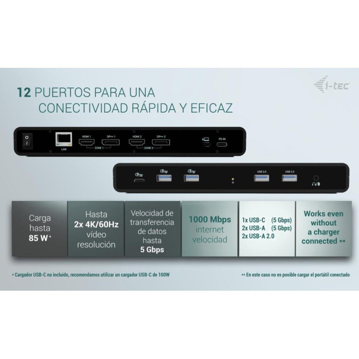 I-TEC Universelle 12-in-1-Dockingstation für 2 4K-Monitore