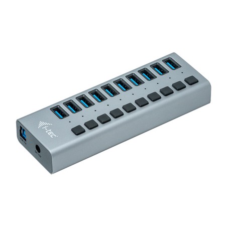 usb-3.0-ladehub mit 10 anschlüssen und externem netzteil u3chargehub10 48w