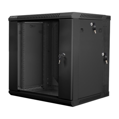 rackskåp med dubbel sektion och glasdörr för väggmontering 19" 12u 600x600mm wf02-6612-10b