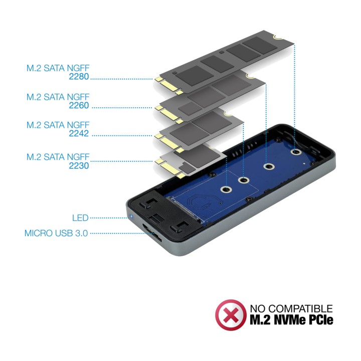 TOOQ Boîtier externe en aluminium pour SSD M.2 SATA