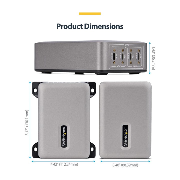 STARTECH.COM GaN desktop charger with 4 USB-C ports for