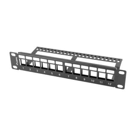patch panel vacío de 12 puertos para módulos keystone 10" 1u ppks-9112-b