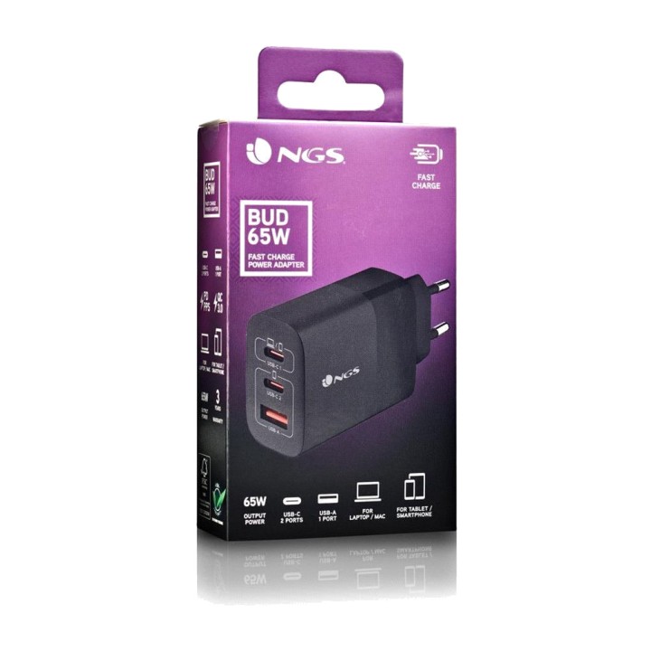 NGS GaN-Wandladegerät mit Schnellladefunktion BUD65W 65W
