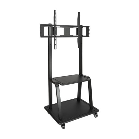 support de sol à roulettes avec deux étagères pour téléviseur fs20100m-b 37-100" 150kg