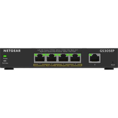smart managed switch with 5 gigabit poe ports gs305ep 63w